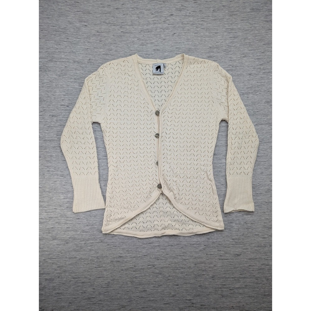Belle Mare Sweater Womens Medium Cream Merino Bamboo Cardigan‎ Knit Wyoming USA